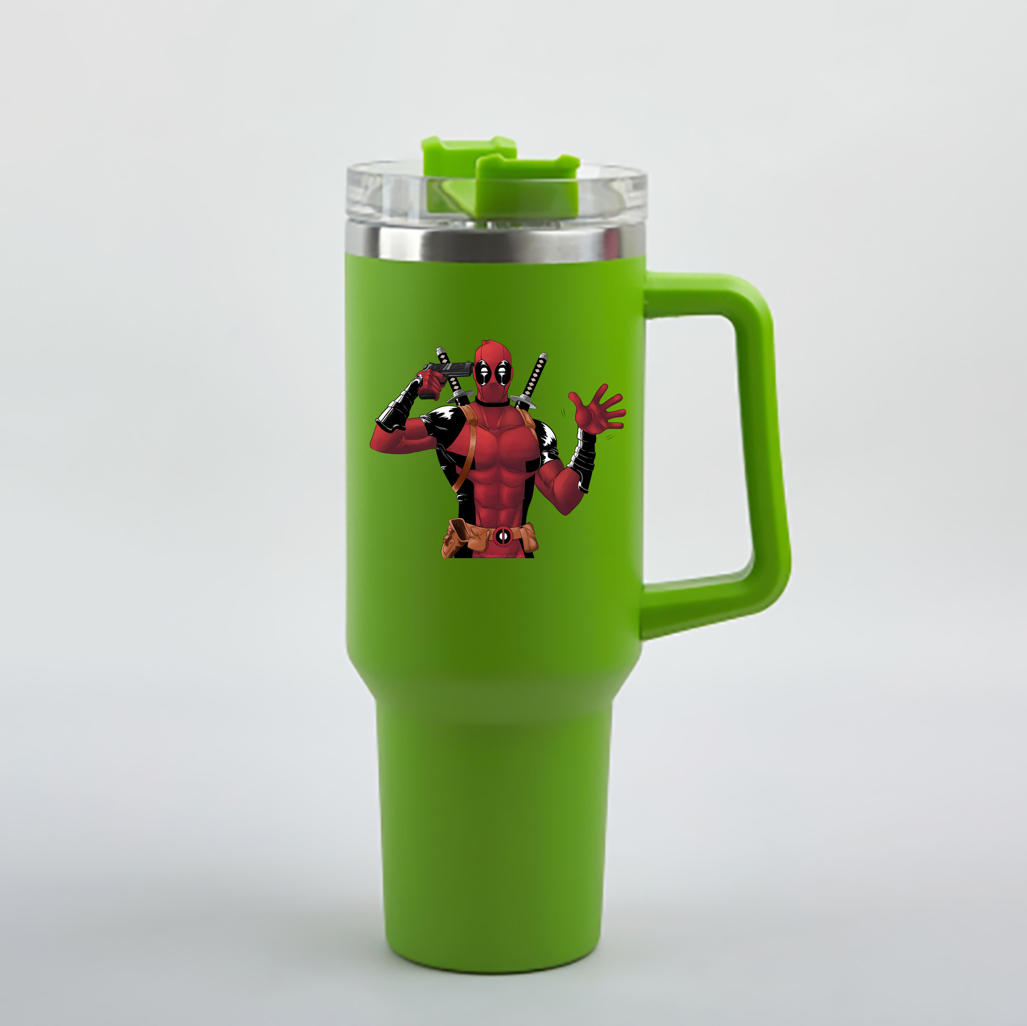 （画像用） Deadpool デッドプール 1200mL車用タンブラー - クリスタルステッカー（プラスチックストロー付き）